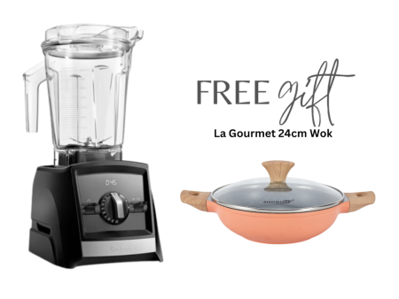 Vitamix High Performance Blender - Ascent Series A2500i (Black) + FREE La Gourmet 24cm Wok For Sale