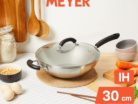 [Meyer] Ih Stainless Steel 30Cm 4.8L Wok Skillet With Glass Lid - Centennial For Cheap