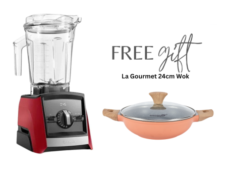 Vitamix High Performance Blender - Ascent Series A2500i (Red) + FREE La Gourmet 24cm Wok Online Sale