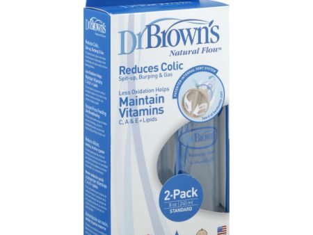 DR. BROWN S - Natural Flow Polypropylene Bottles Clear - 2 Count (8 oz. each) For Sale